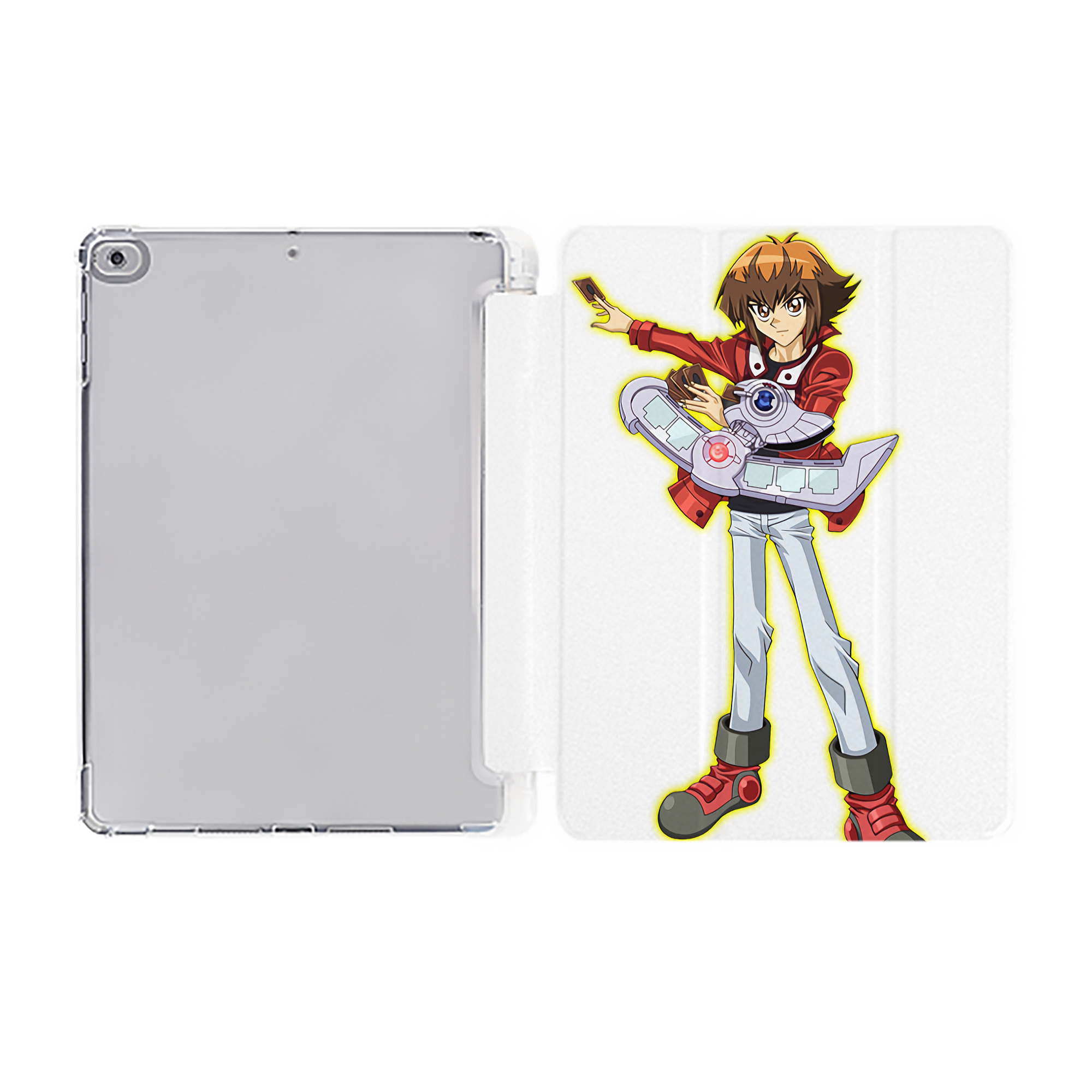 （画像用） 遊☆戯☆王 Yu-Gi-Oh! IPad ケース ペン収納付き 三つ折りスタンド PUレザー×シリコン 対応機種9.5/10.5/10.9インチ